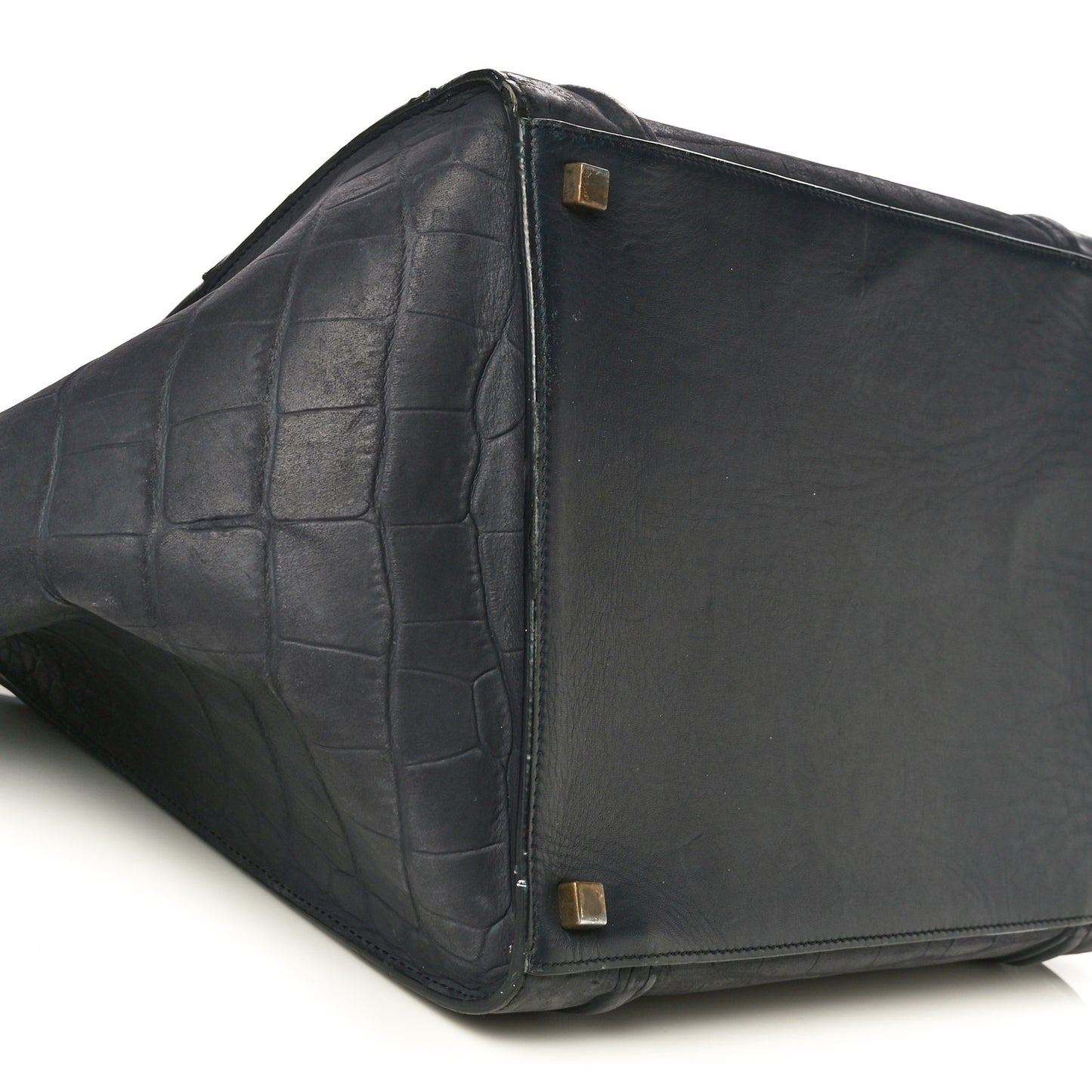 Crocodile Embossed Calfskin Medium Phantom Luggage Navy Blue