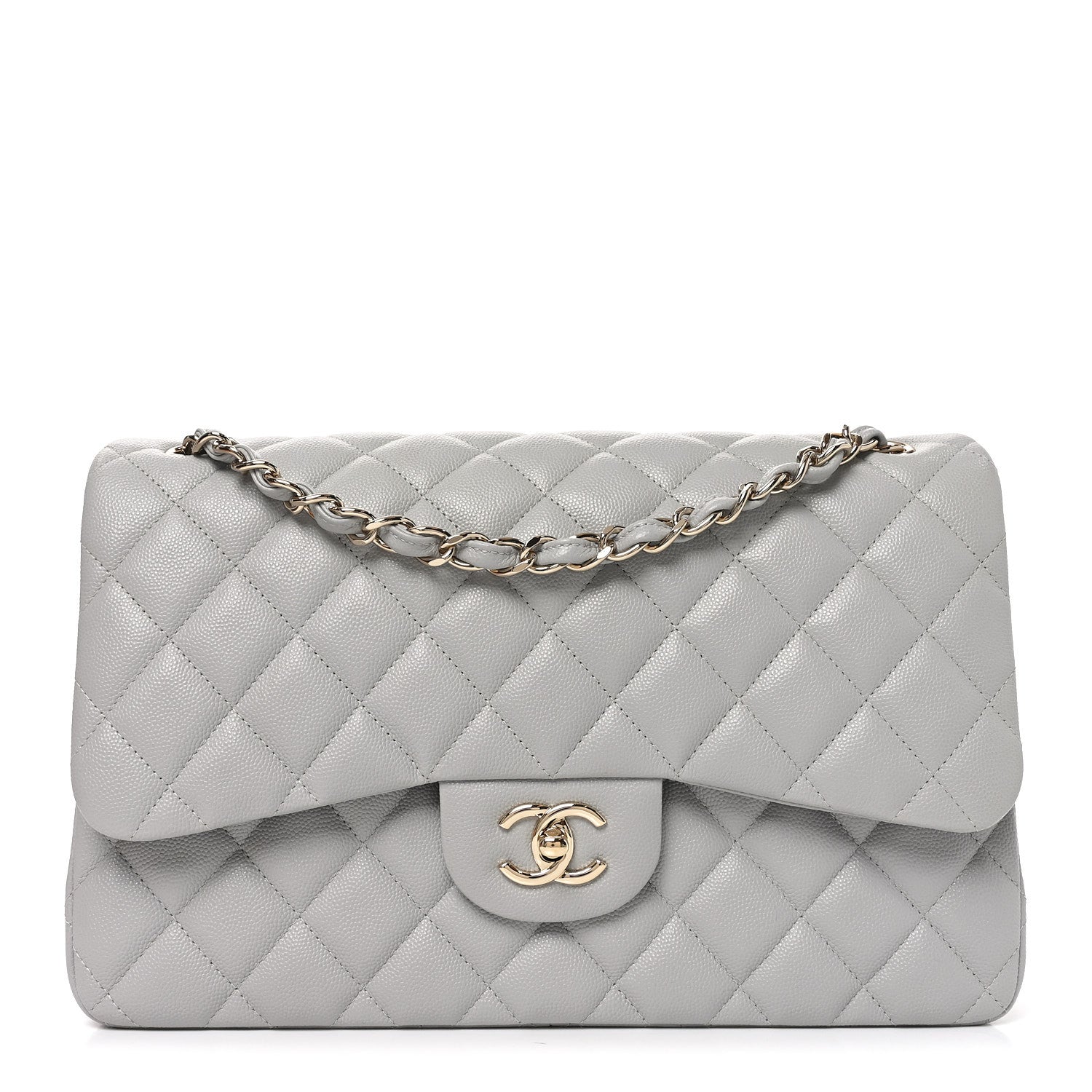 Chanel Caviar Quilted Jumbo Double Flap Grey 1 of 11