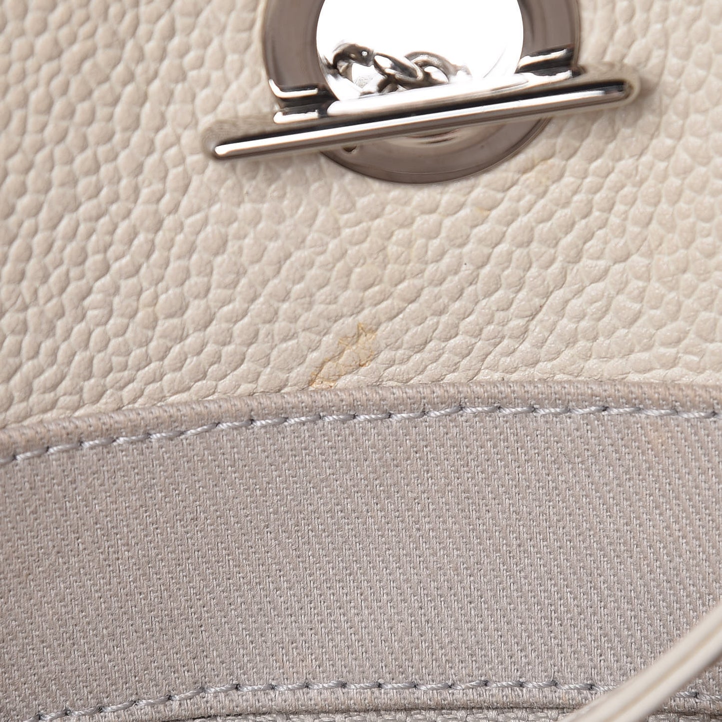 Glazed Calfskin Small Deauville Tote Ecru