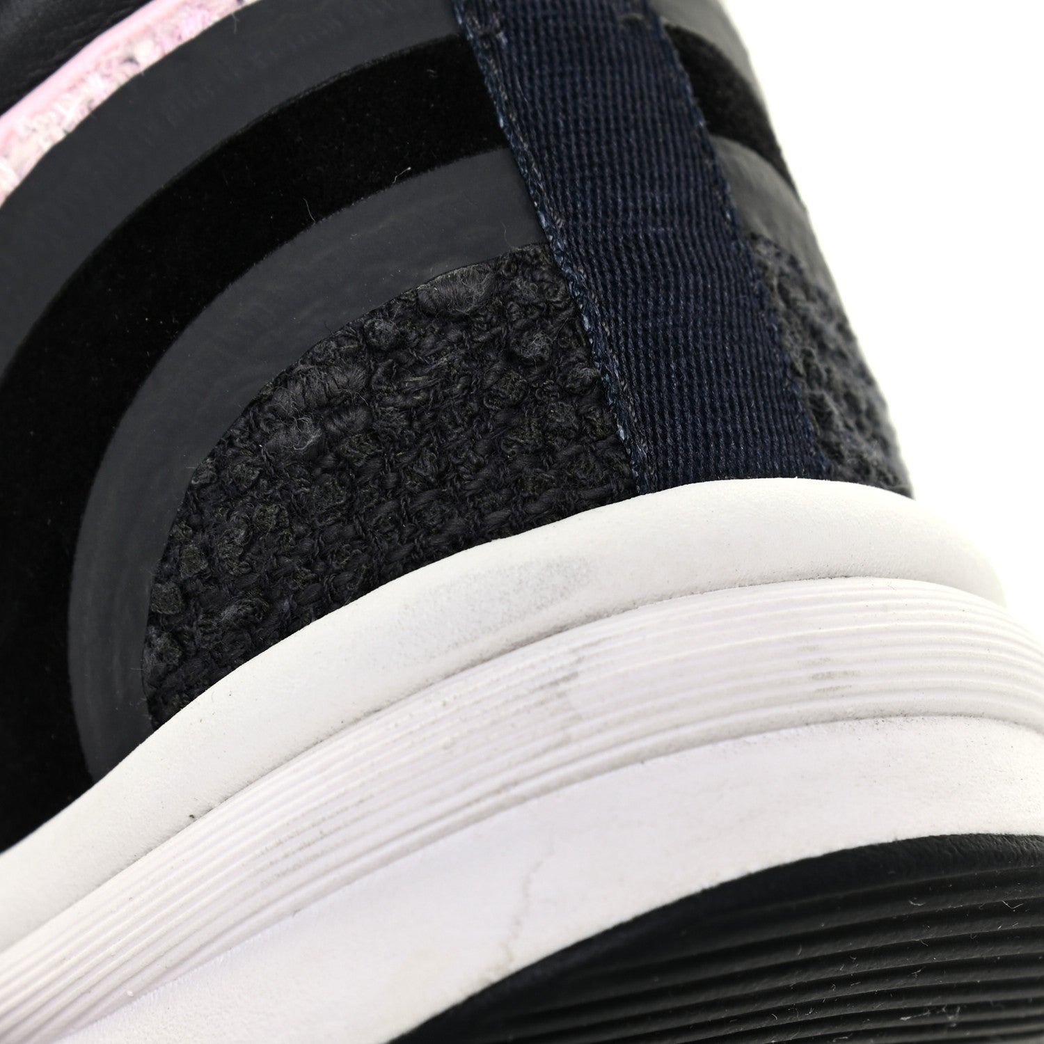 Chanel Tweed Suede Calfskin CC Sneakers 37 Gray Pink 9 of 10