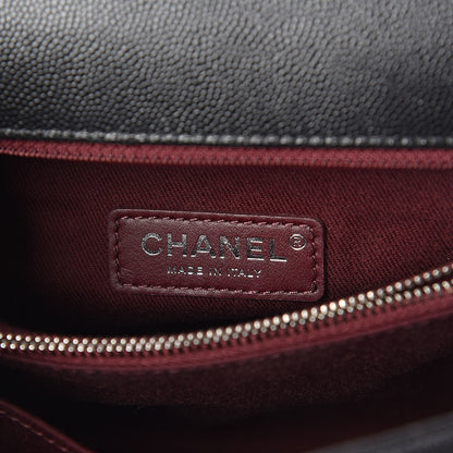 Chanel Caviar Chevron Quilted Small Coco Handle Flap Black 6 of 9