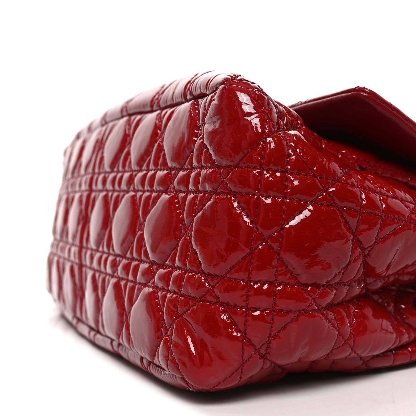 Patent Cannage Large Miss Dior Flap Red