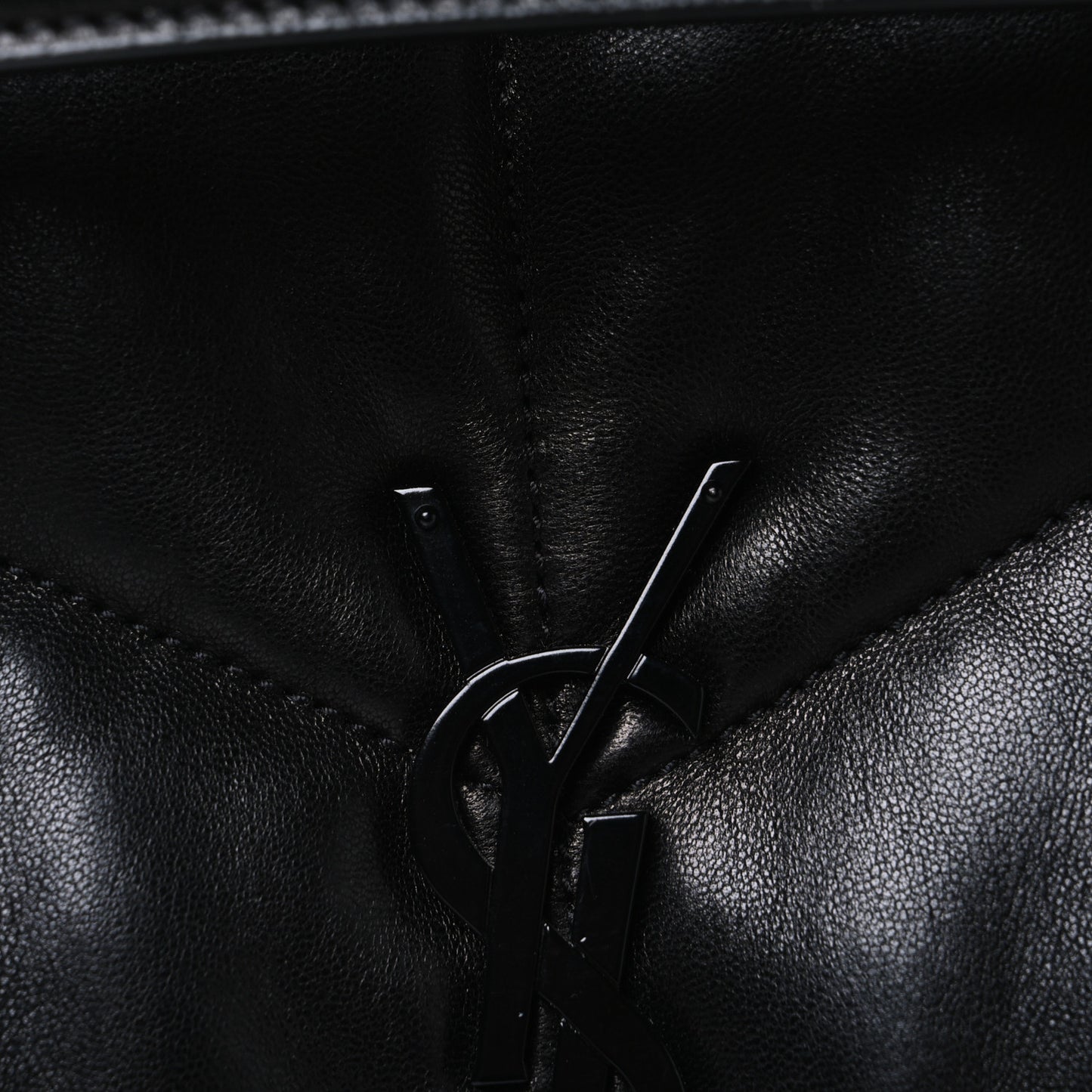 Lambskin Quilted Monogram Monochrome Medium Loulou Puffer Chain Satchel Black
