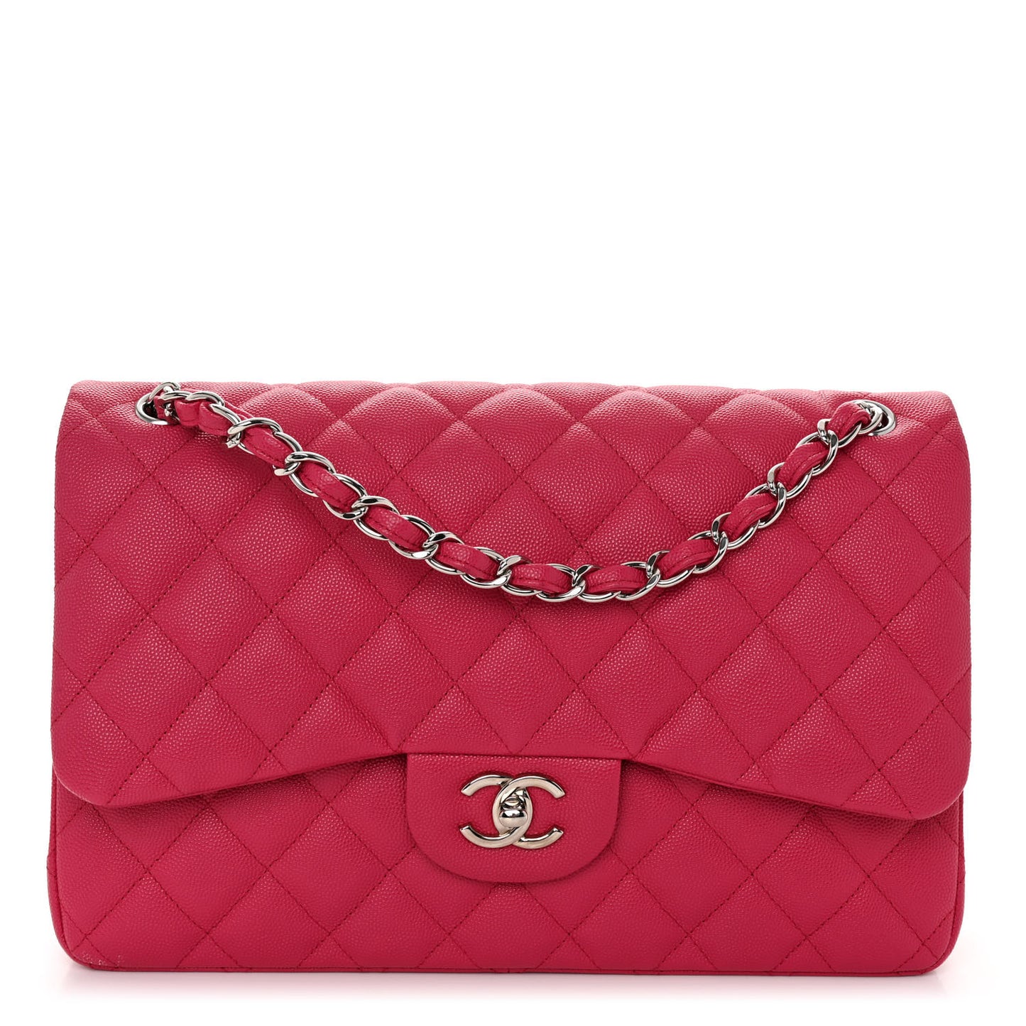 Caviar Quilted Jumbo Double Flap Dark Pink