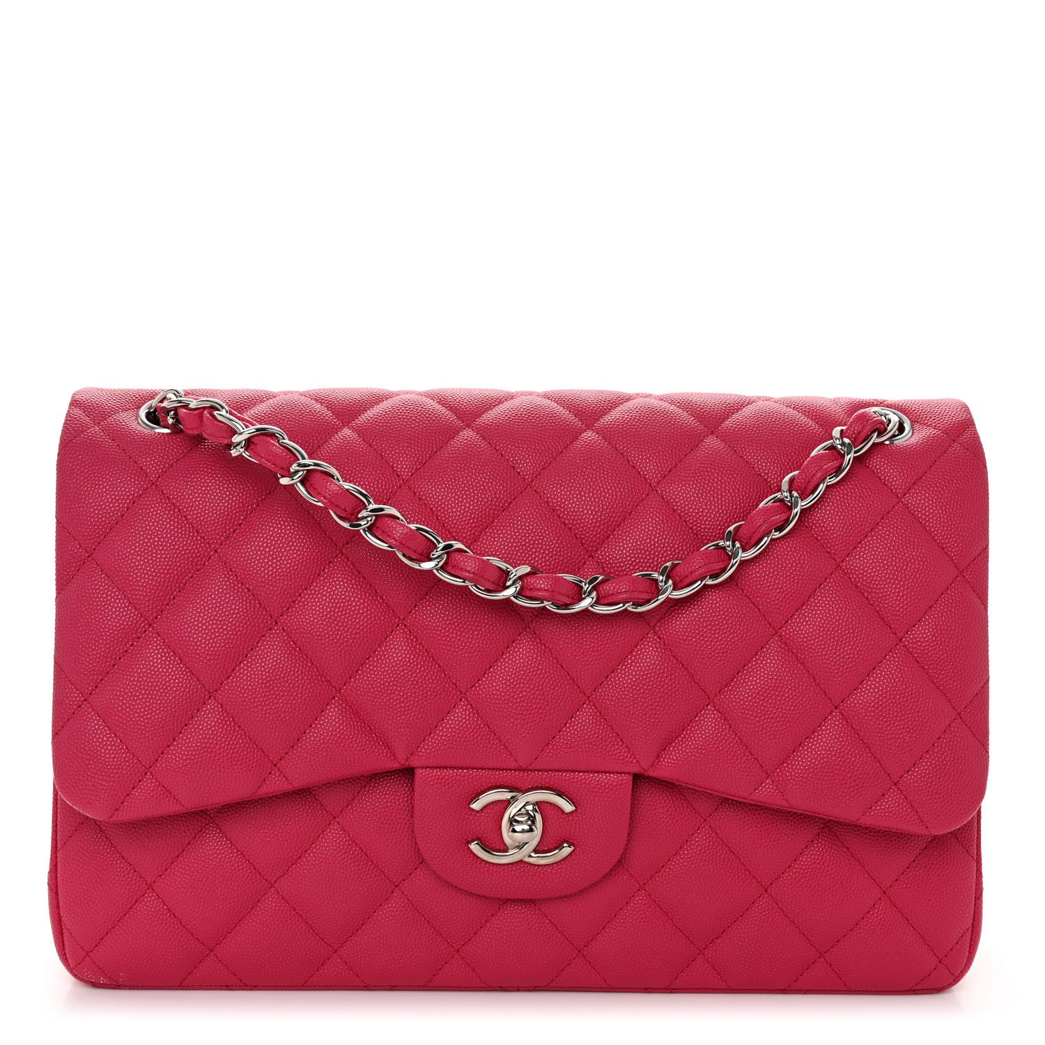 Chanel Caviar Quilted Jumbo Double Flap Dark Pink 1 of 10