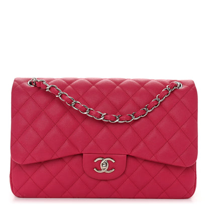 Chanel Caviar Quilted Jumbo Double Flap Dark Pink 1 of 10