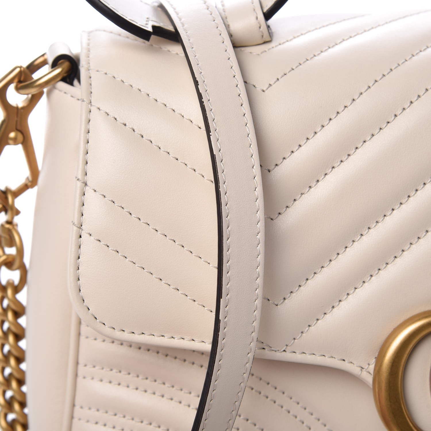 Gucci Calfskin Matelasse Small GG Marmont Top Handle Shoulder Bag White 8 of 8