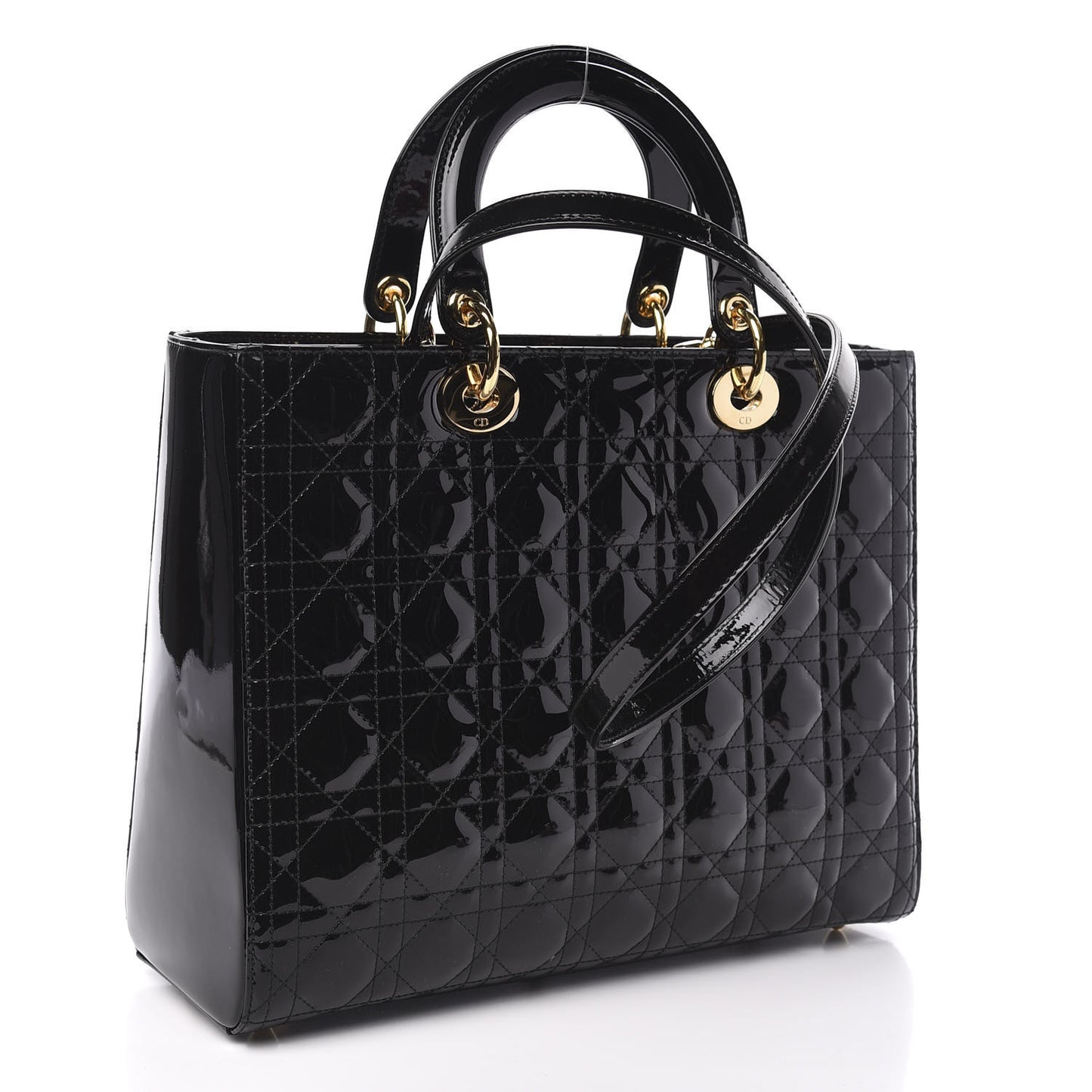 Patent Cannage Large Lady Dior Black