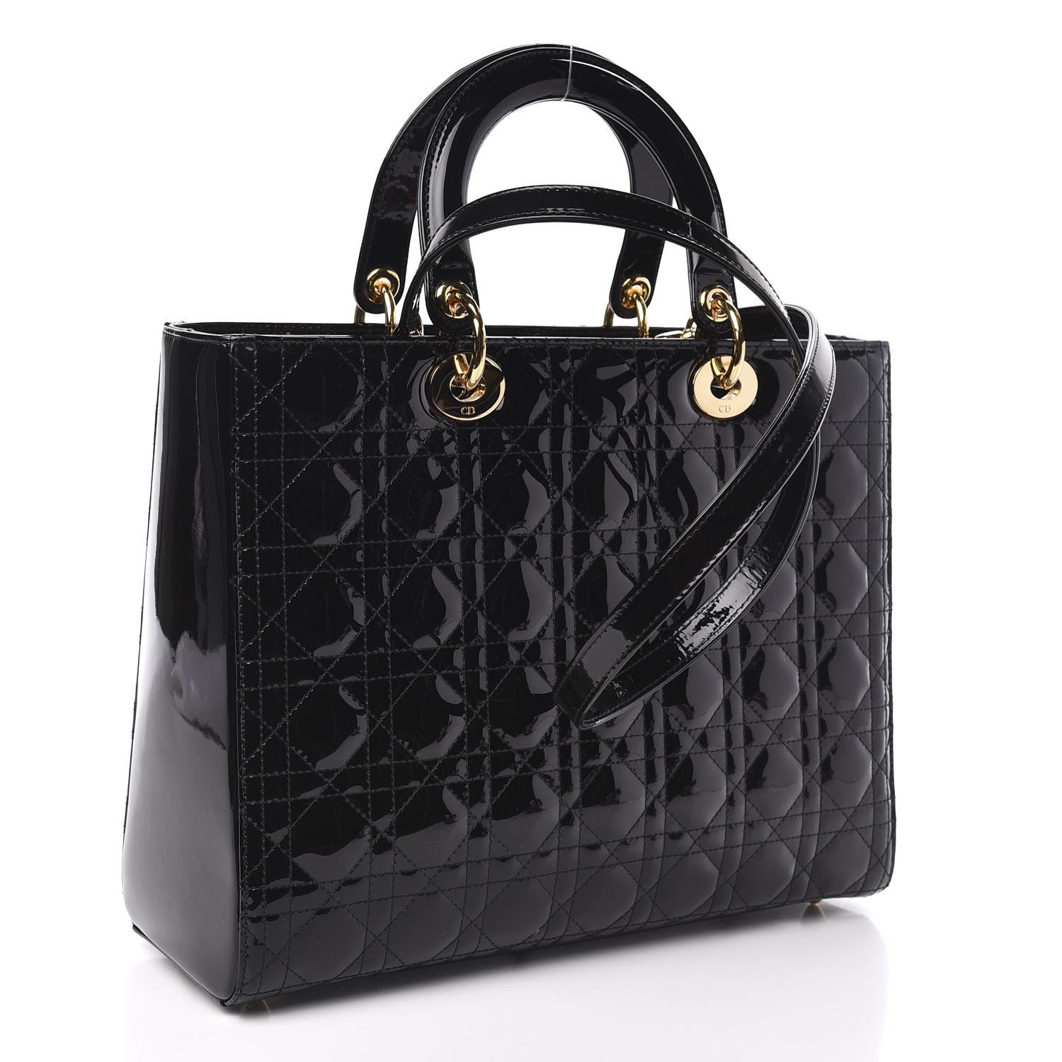 Christian Dior Patent Cannage Large Lady Dior Black 3 of 12
