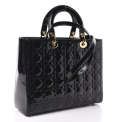 Christian Dior Patent Cannage Large Lady Dior Black 3 of 12