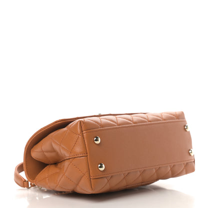 Chanel Caviar Quilted Mini Coco Handle Flap Light Brown 4 of 11