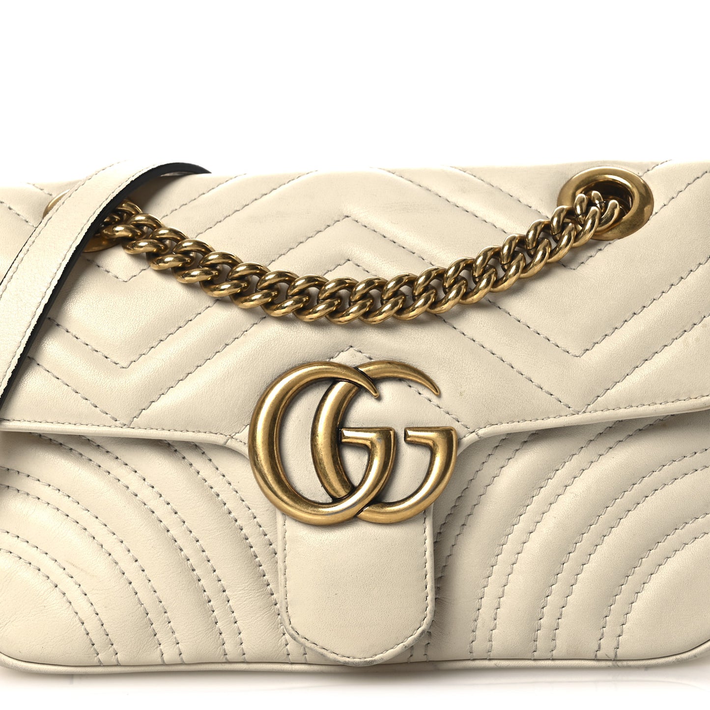 Calfskin Matelasse Mini GG Marmont Shoulder Bag White