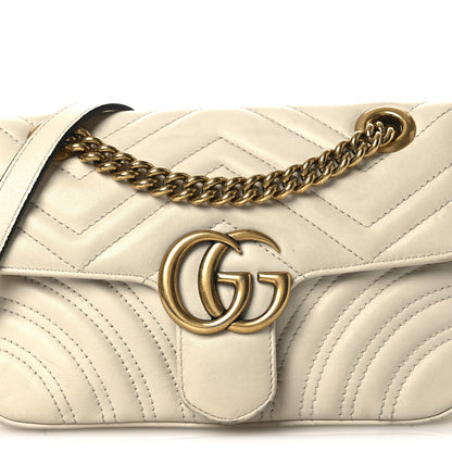 Gucci Calfskin Matelasse Mini GG Marmont Shoulder Bag White 8 of 17