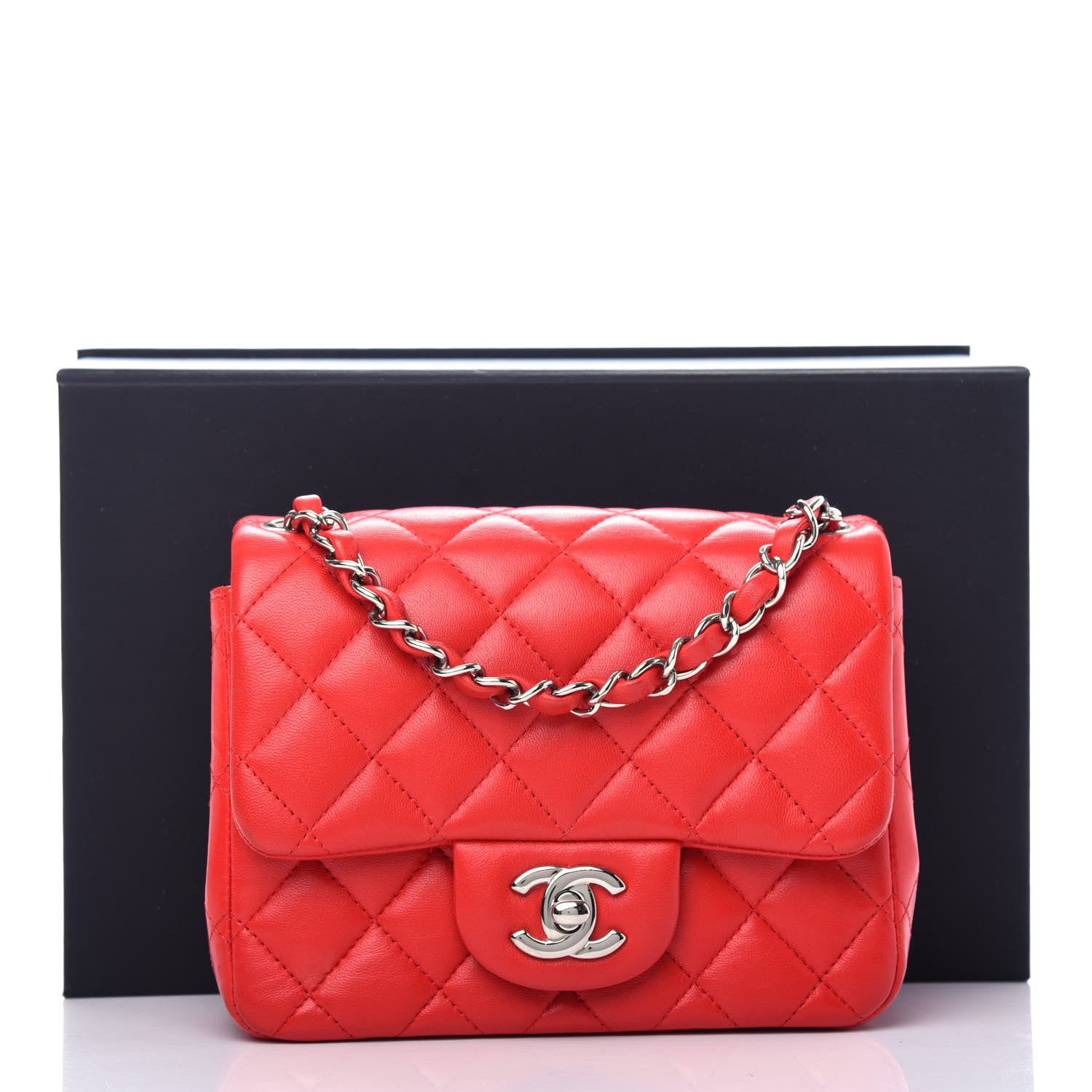 Chanel Lambskin Quilted Mini Square Flap Red 12 of 12