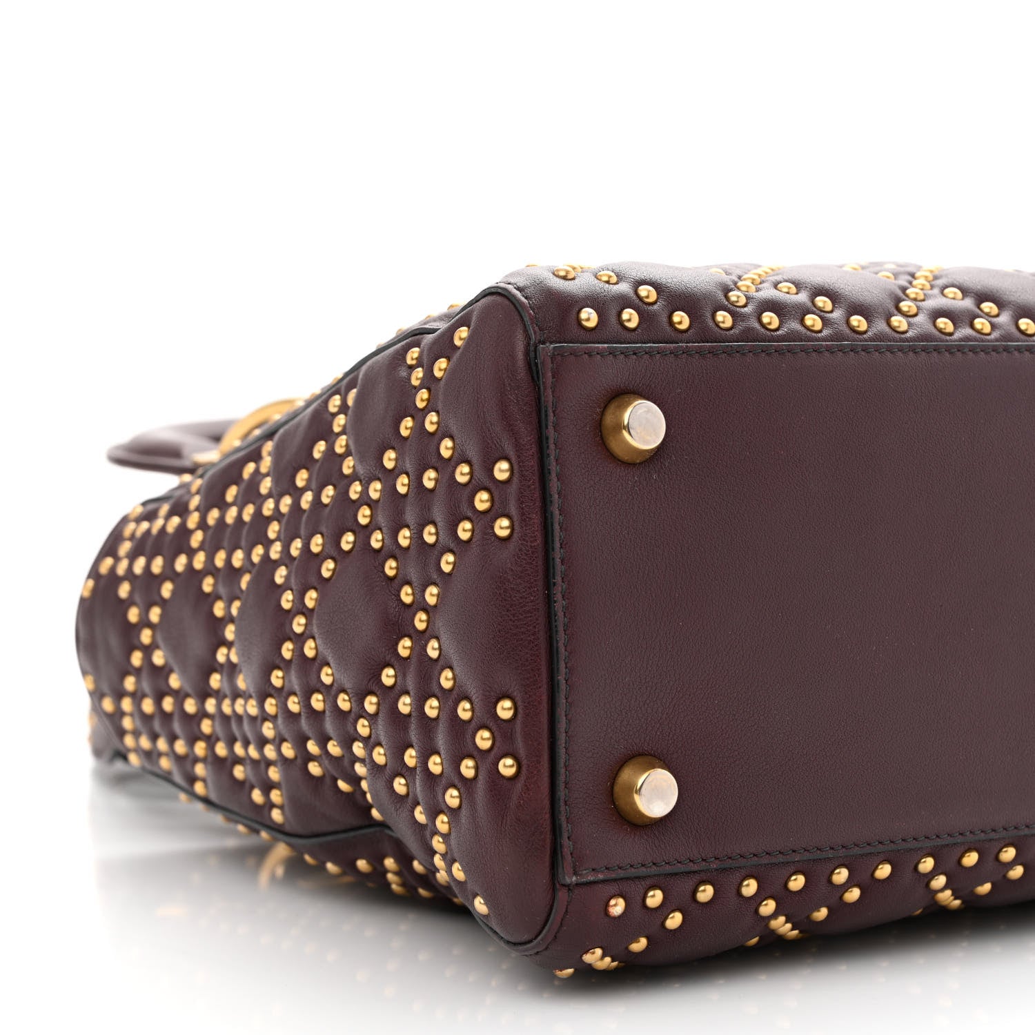 Christian Dior Calfskin Cannage Studded Medium Supple Lady Dior Deep Amaranth 8 of 10
