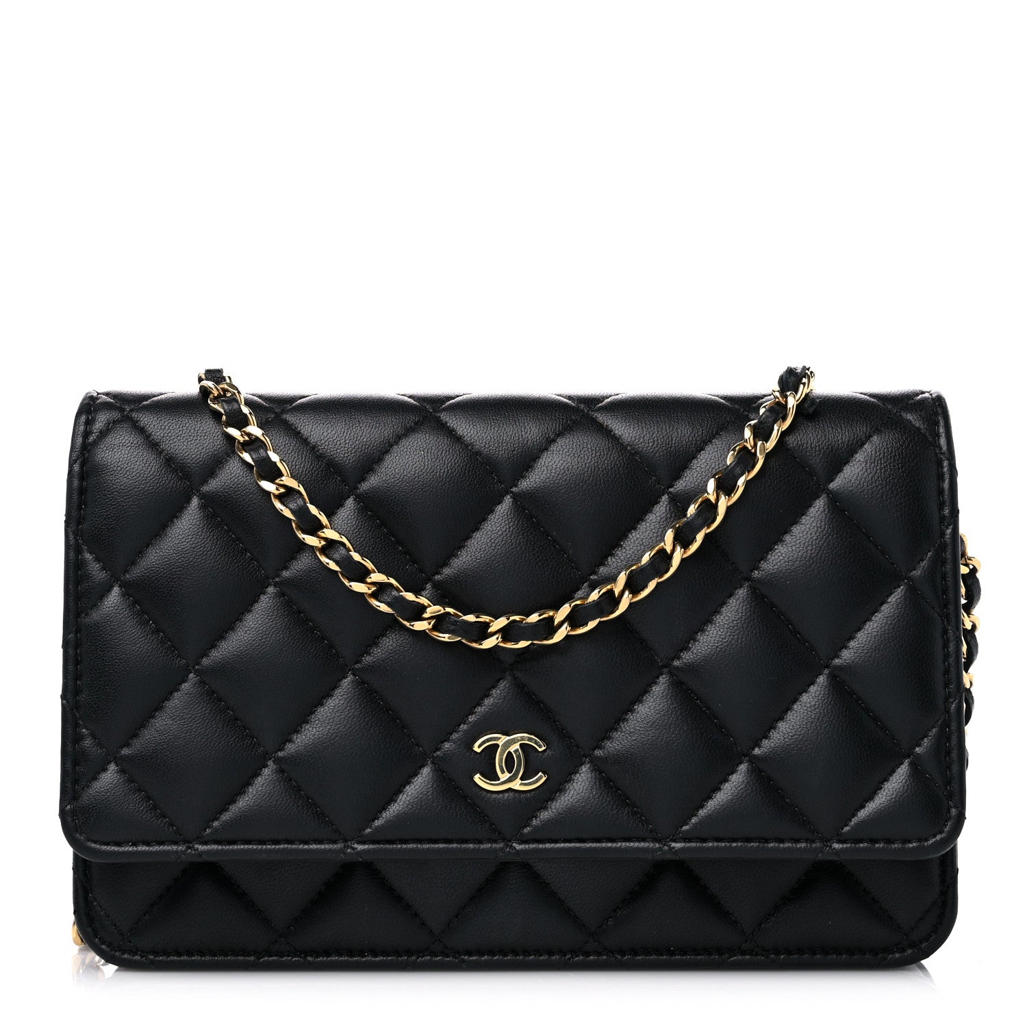 Chanel Lambskin Quilted Wallet On Chain WOC Black 1 of 15