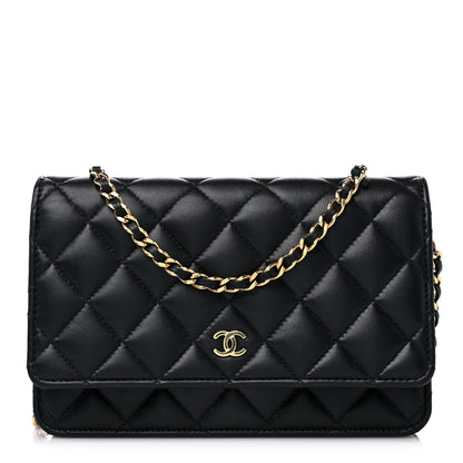 Chanel Lambskin Quilted Wallet On Chain WOC Black 1 of 15