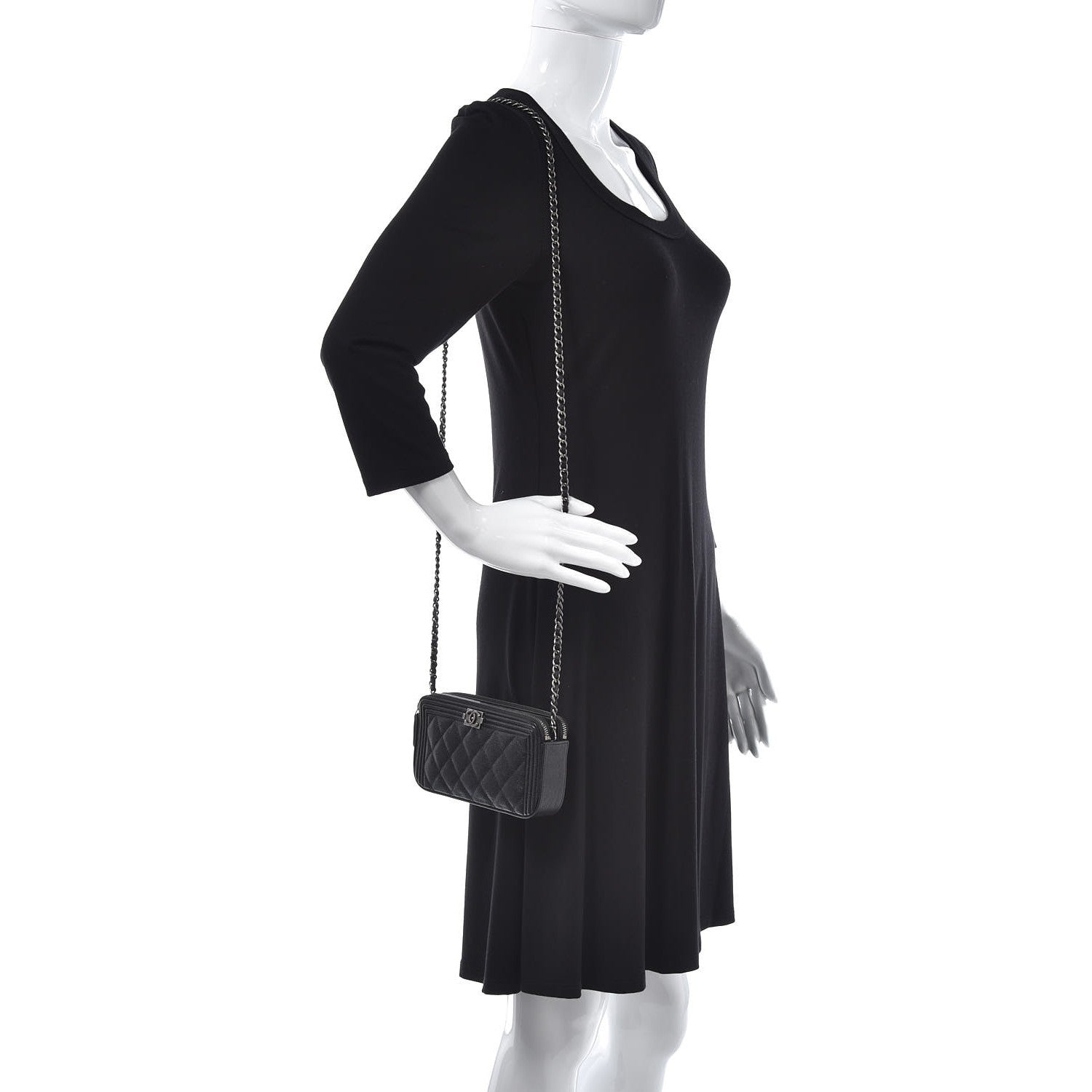 Chanel Caviar Quilted Small Boy Clutch With Chain Black 2 of 8