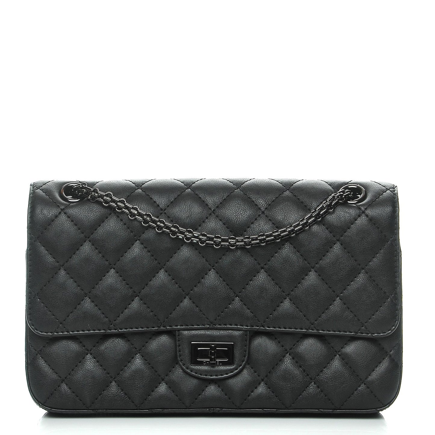 Crumpled Calfskin Quilted 2.55 Reissue 226 Flap So Black