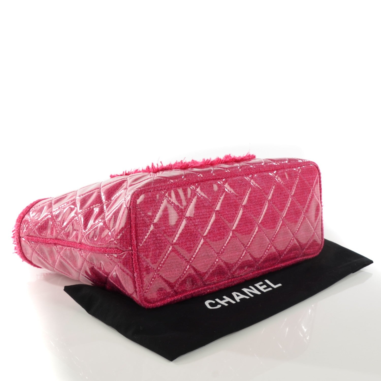 Chanel Vinyl Quilted Funny Tweed Tote Fuchsia 4 of 8