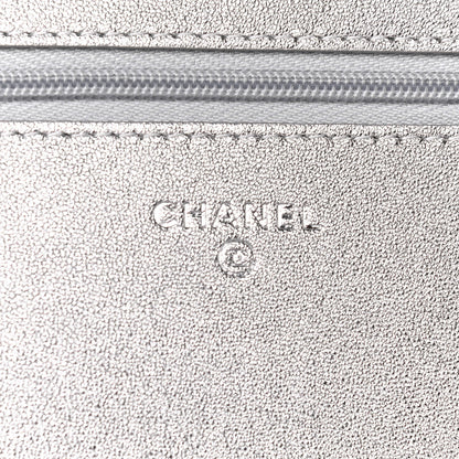 Chanel Metallic Lambskin Quilted Wallet On Chain WOC Silver 5 of 12