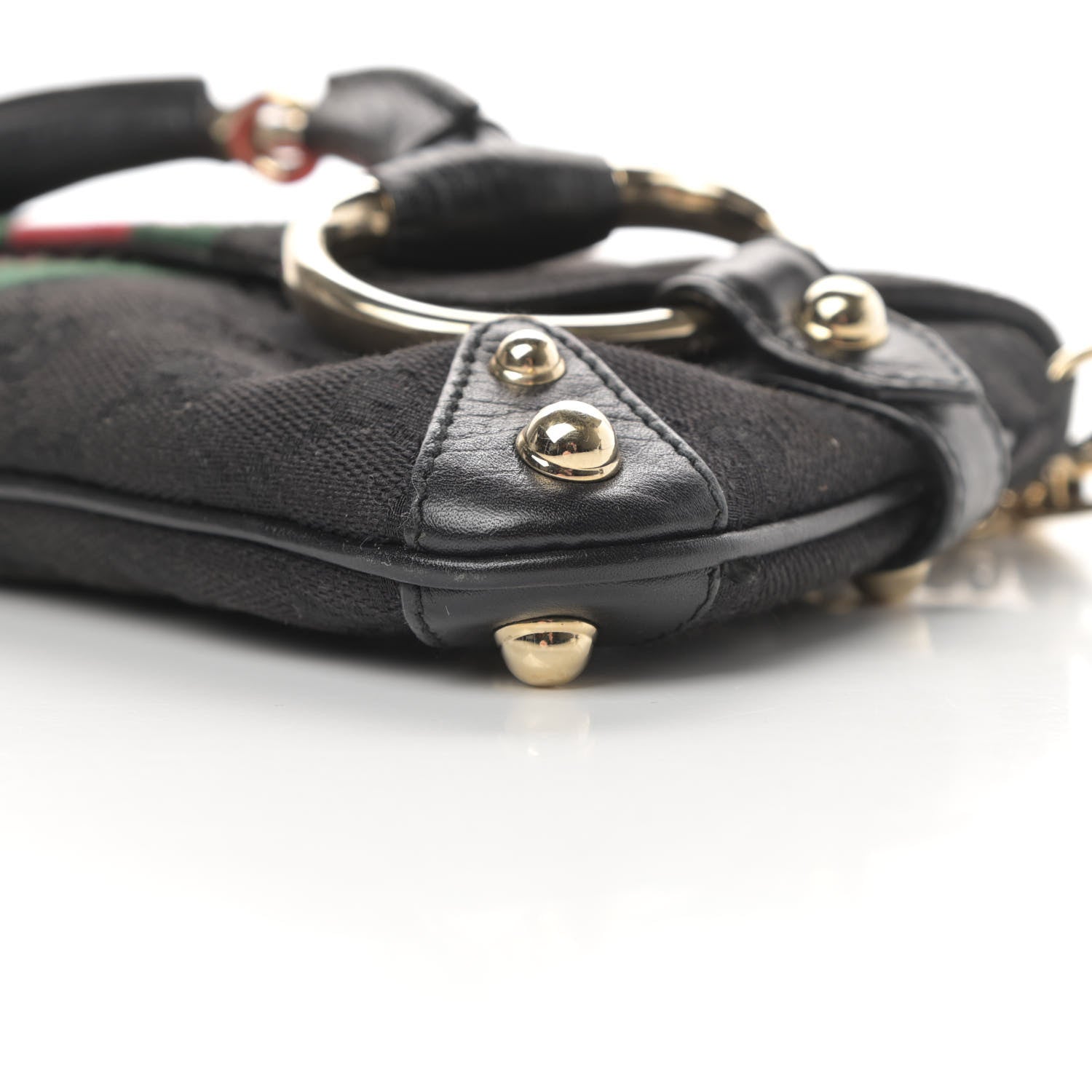 Gucci Monogram Web Horsebit Chain Clutch Black 9 of 12