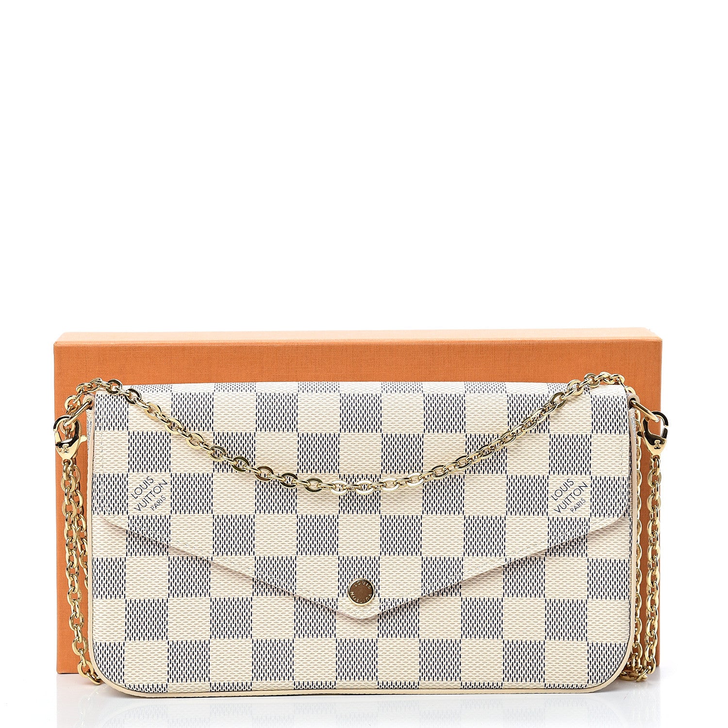 Louis Vuitton Damier Azur Pochette Felicie Chain Wallet Rose Ballerine 13 of 13
