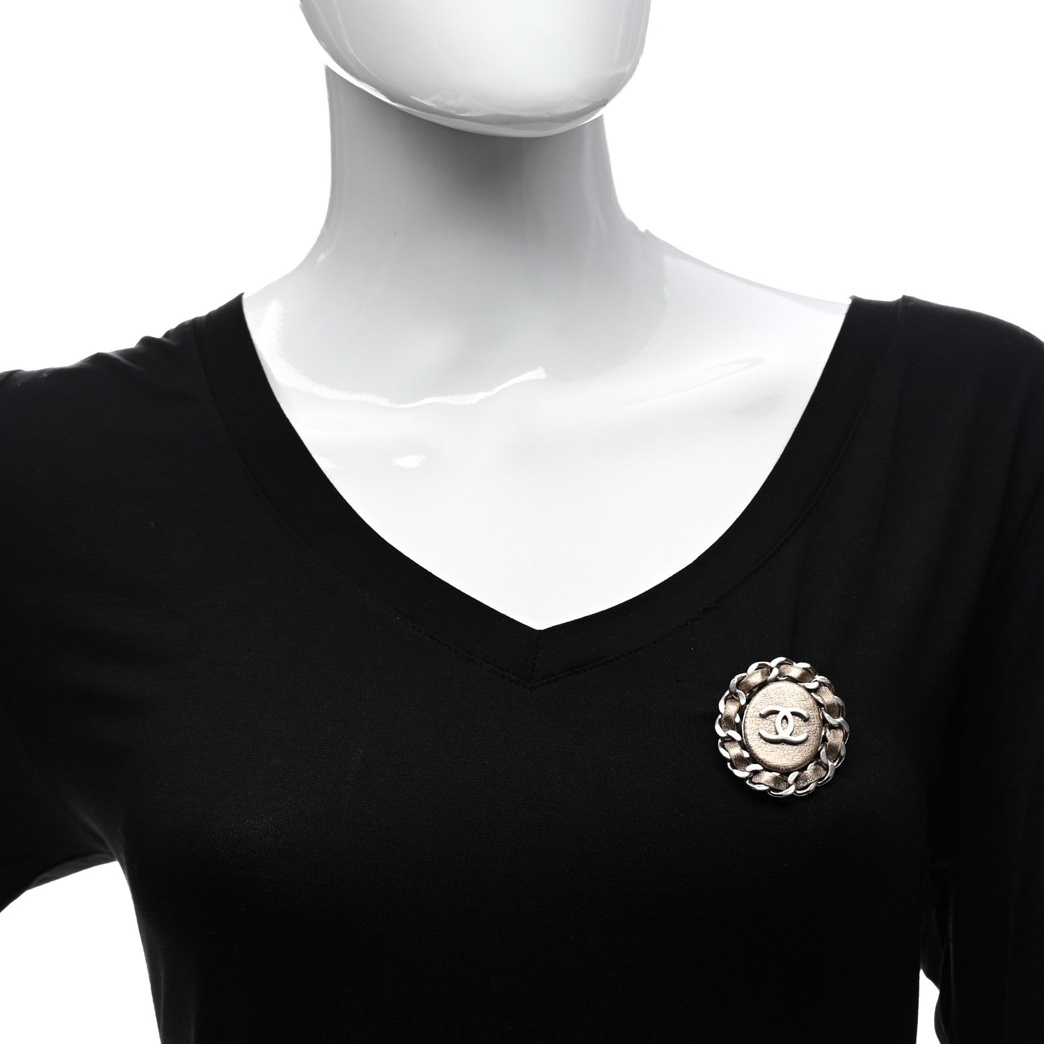 Chanel Metallic Lambskin Chain CC Brooch Beige 2 of 6