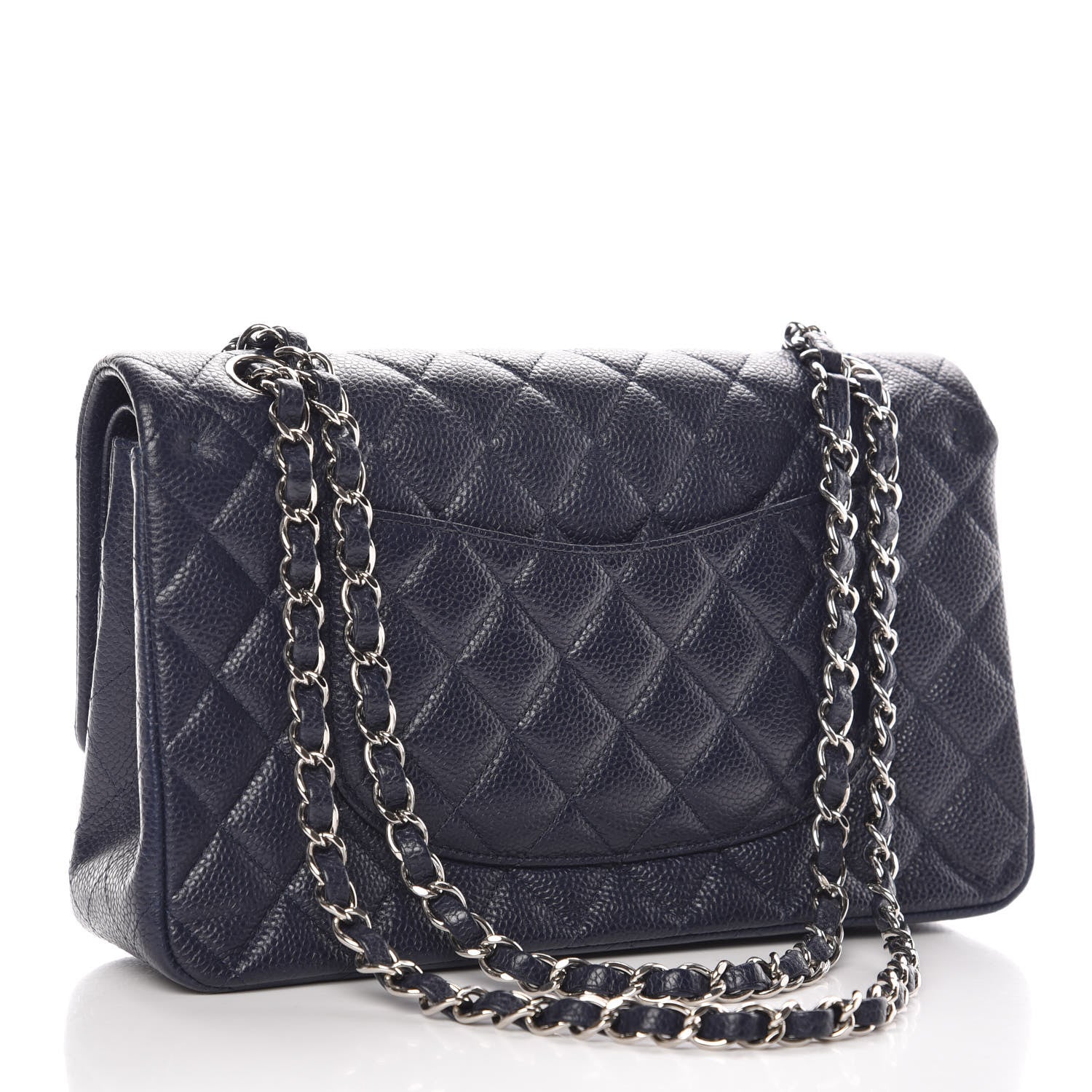 Chanel Caviar Quilted Medium Double Flap Dark Blue 4 of 12