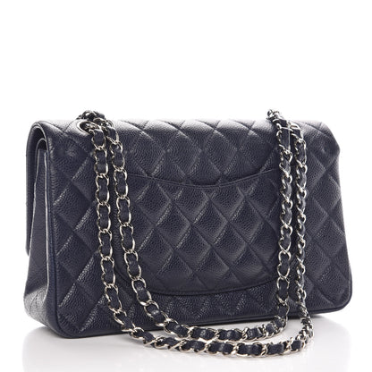 Chanel Caviar Quilted Medium Double Flap Dark Blue 4 of 12
