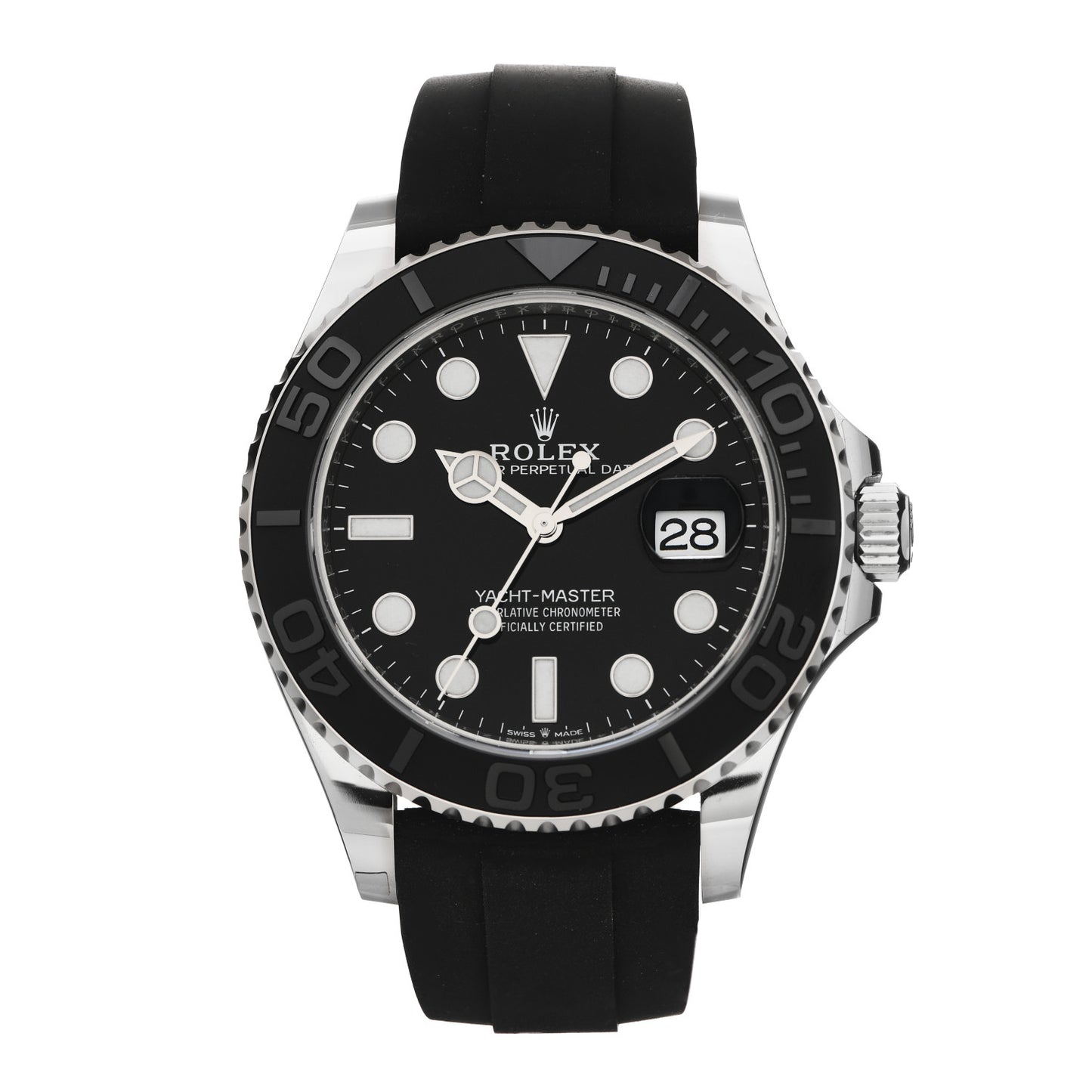 18K White Gold Oysterflex 42mm Oyster Perpetual Date Yacht-Master Watch Black 226659