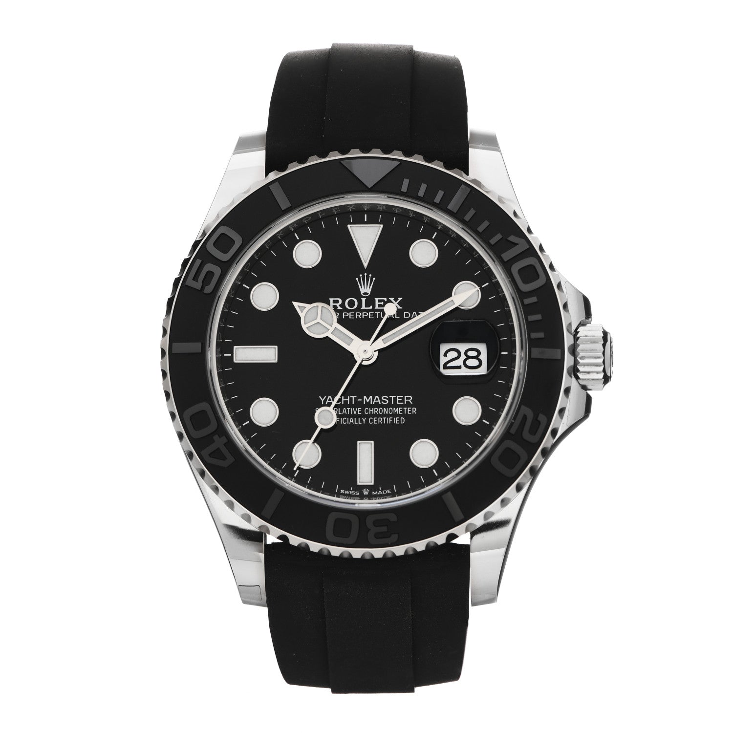 Rolex 18K White Gold Oysterflex 42mm Oyster Perpetual Date Yacht-Master Watch Black 226659 1 of 5