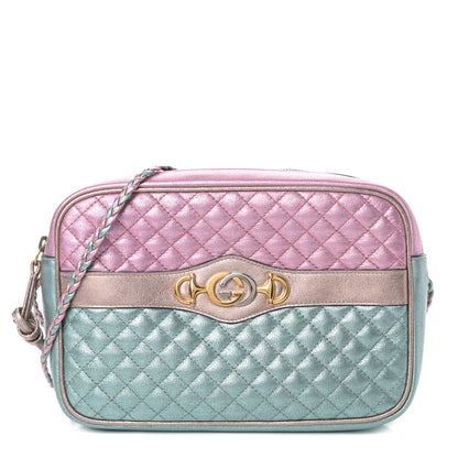 Gucci Laminated Nappa Trapuntata Small Zumi Shoulder Bag Rosa Lago Rame 1 of 4