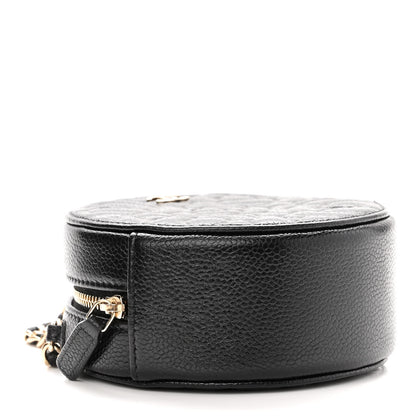 Chanel Caviar Camellia Embossed Round Clutch With Chain Black 4 of 10