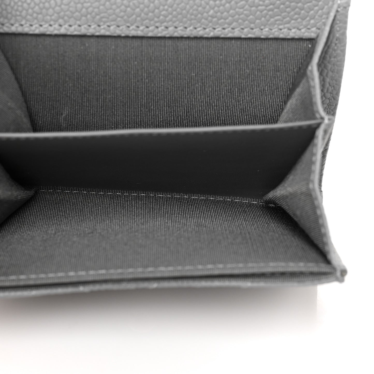 Caviar Chevron Quilted Boy Card Holder Wallet Grey