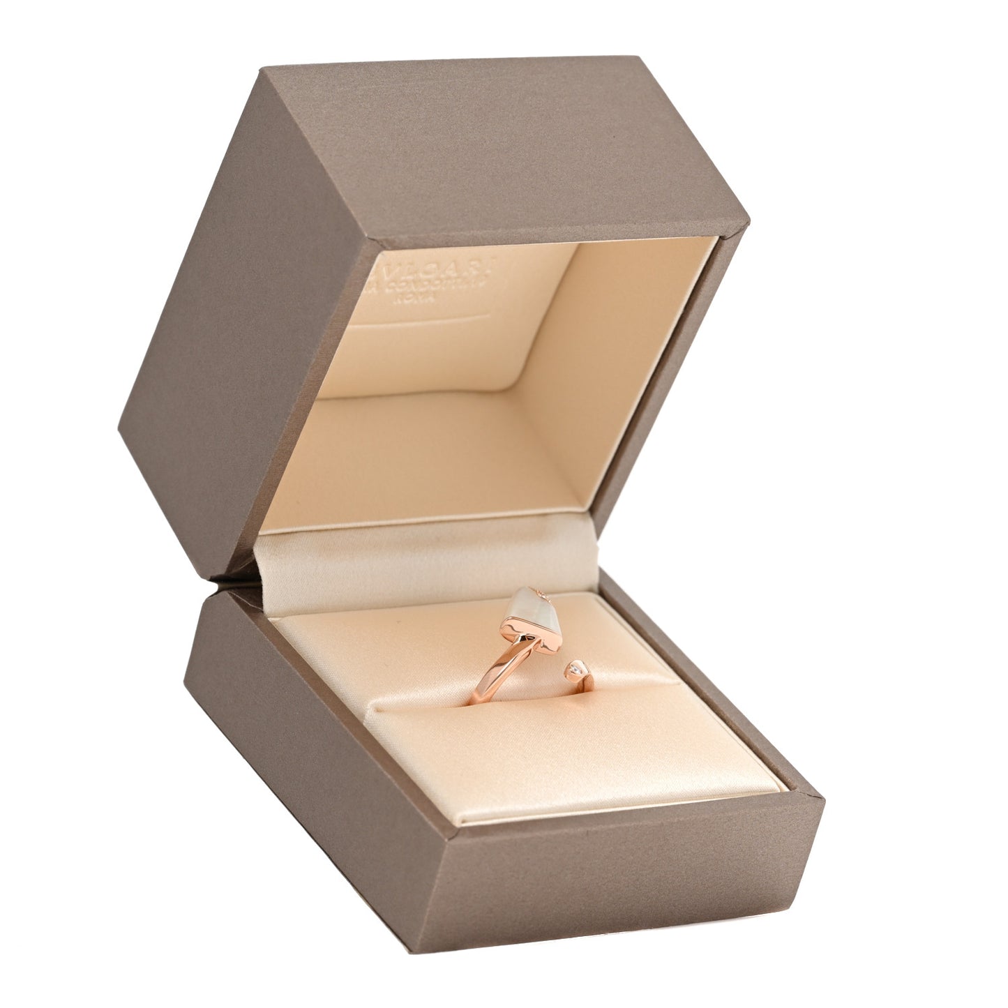 18K Rose Gold Diamond Mother of Pearl Gelati Ring 48 4.5