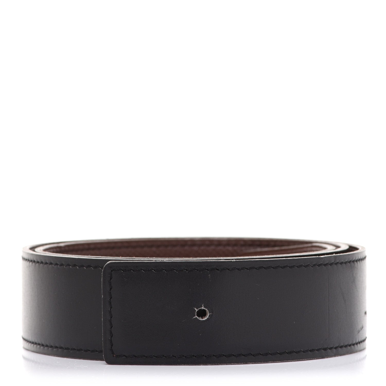 Hermes Box Courchevel Reversible Belt Strap 70 Black Chocolate 1 of 7