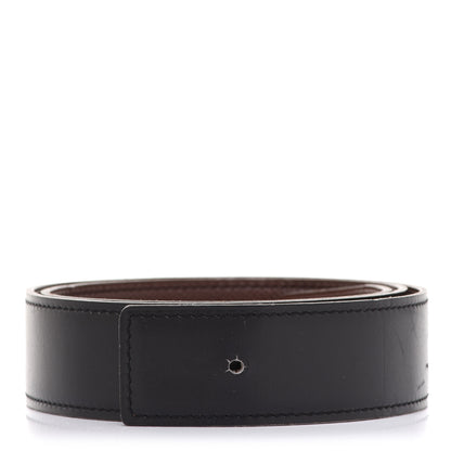 Hermes Box Courchevel Reversible Belt Strap 70 Black Chocolate 1 of 7