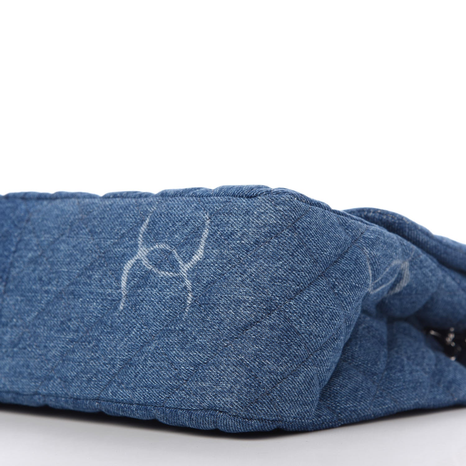 Chanel Denim Quilted CC Print Jumbo Single Flap Blue 7 of 11
