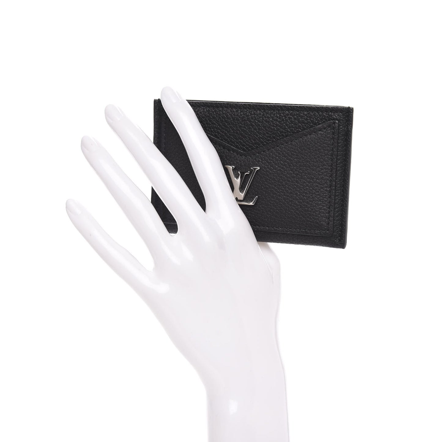Calfskin Lockme Card Holder Black