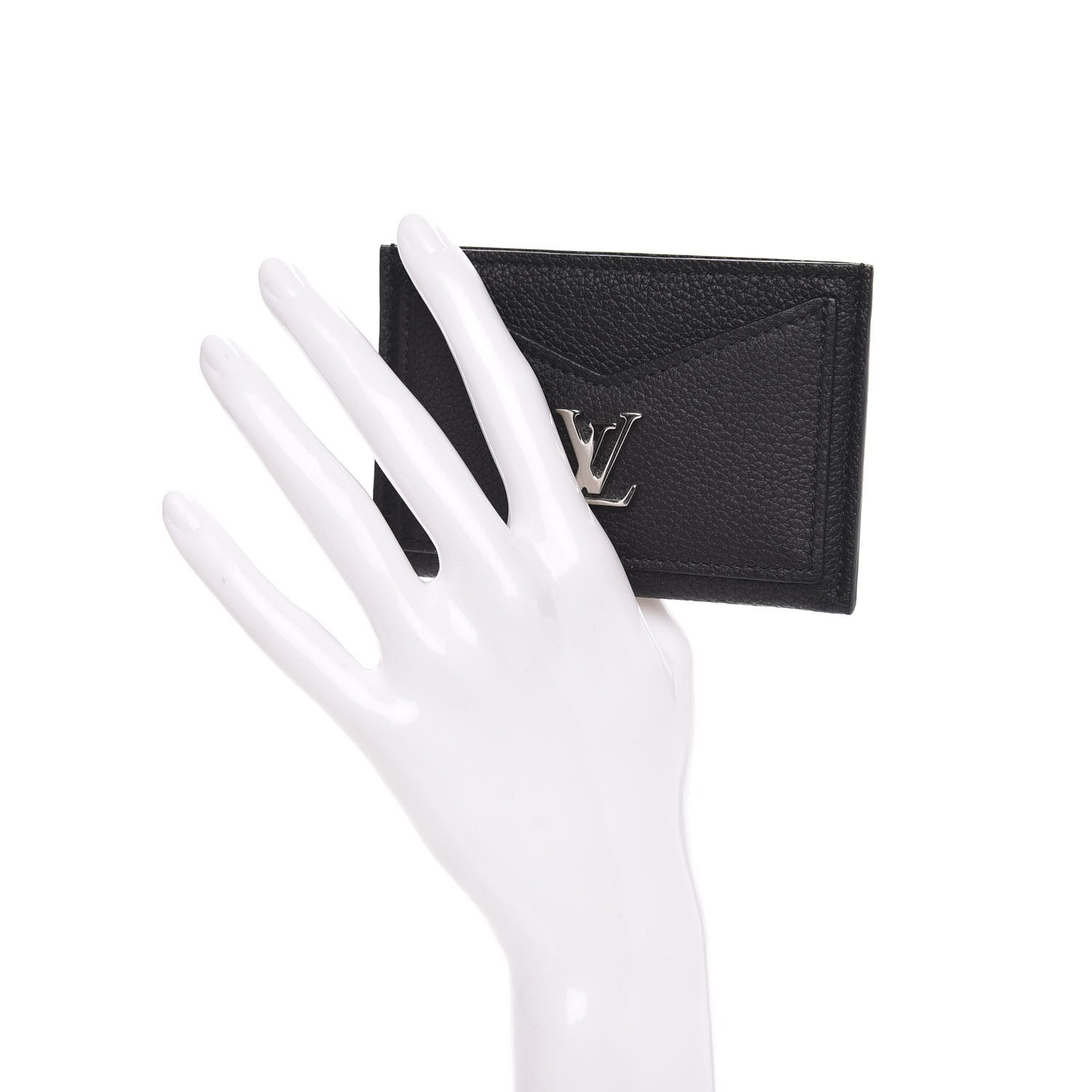 Louis Vuitton Calfskin Lockme Card Holder Black 2 of 7