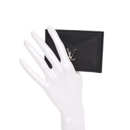 Louis Vuitton Calfskin Lockme Card Holder Black 2 of 7