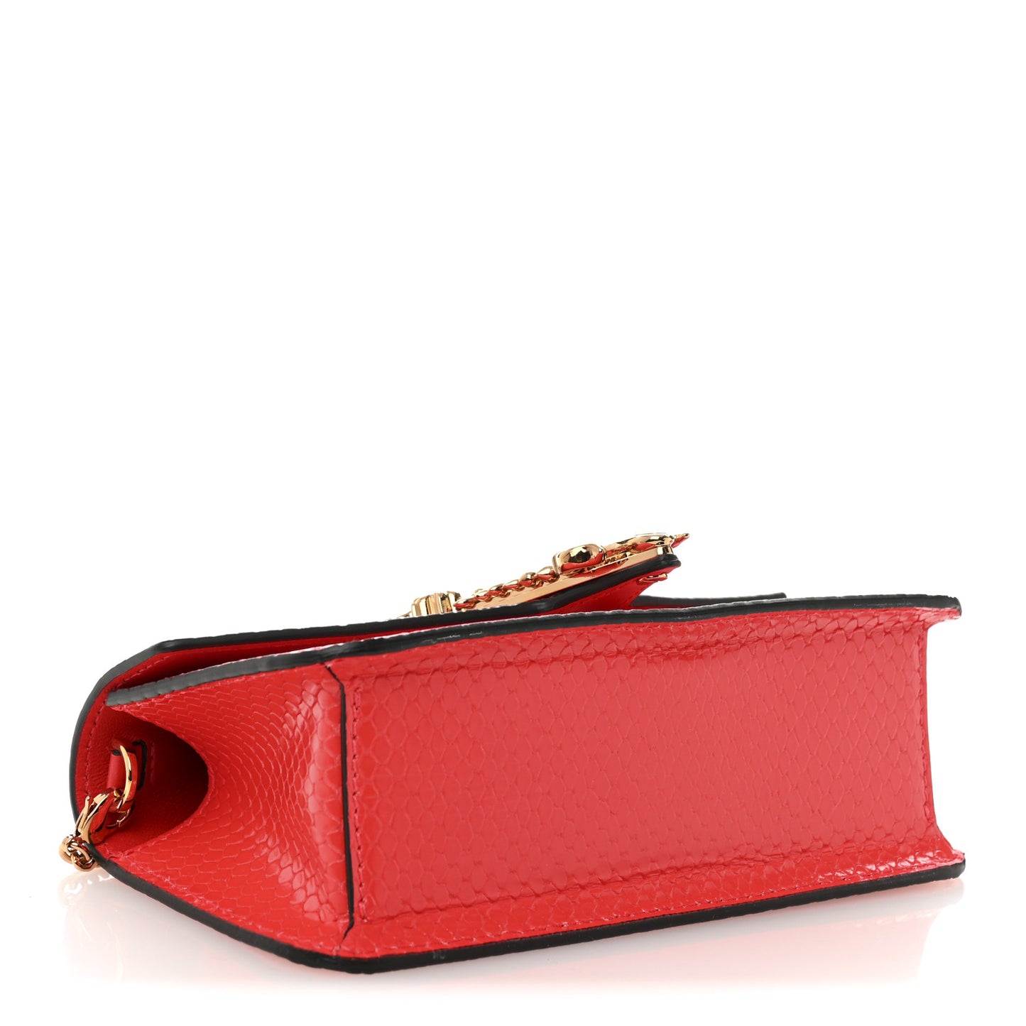 Calfskin Snakeskin Embossed Virtus Mini Chain Crossbody Red