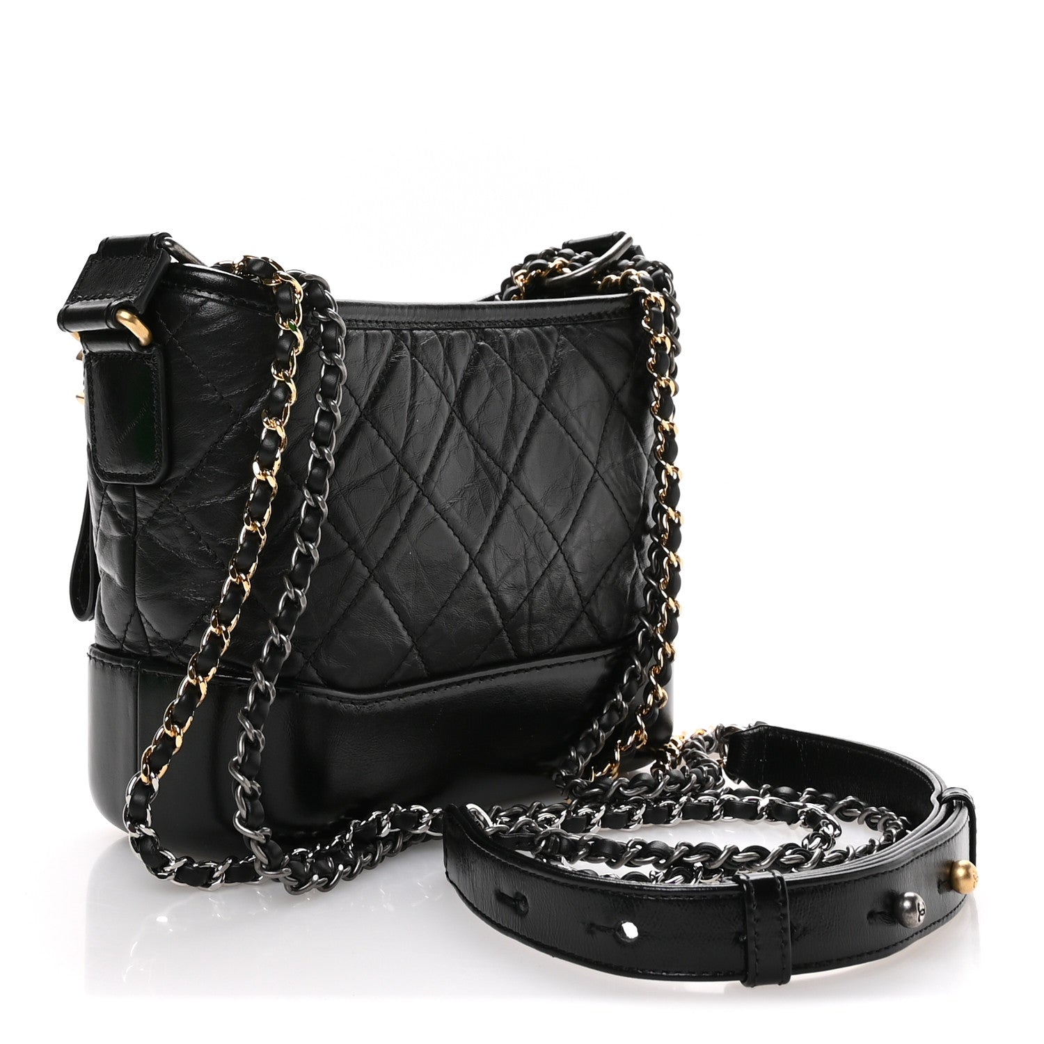 Chanel Aged Calfskin Quilted Small Gabrielle Hobo Black 3 of 10
