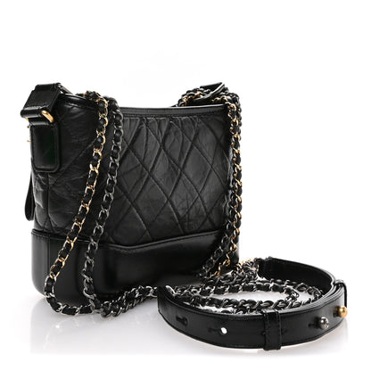 Chanel Aged Calfskin Quilted Small Gabrielle Hobo Black 3 of 10