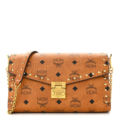 MCM Visetos Studded Medium Tracy Crossbody Cognac 1 of 10