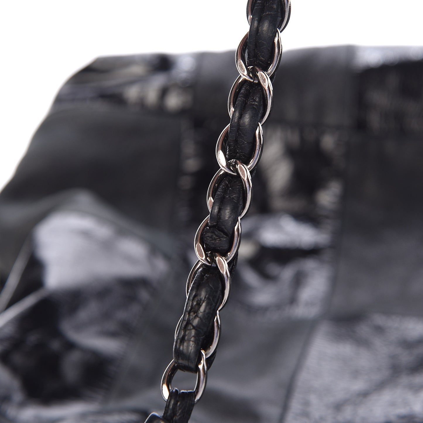 Patent Patchwork Large Brooklyn Tote Black