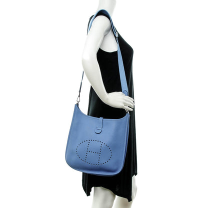 Hermes Taurillon Clemence Evelyne III PM Bleu Paradis 2 of 11