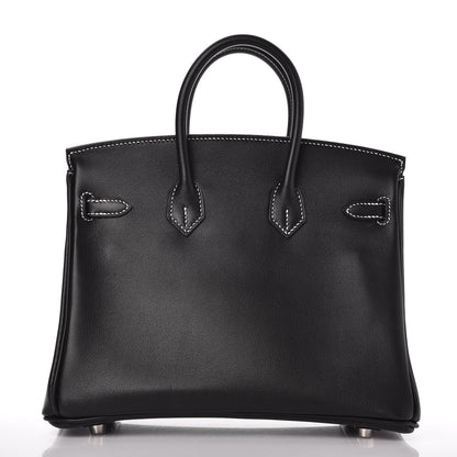 Hermes Swift Horseshoe Birkin 25 Black White 5 of 35