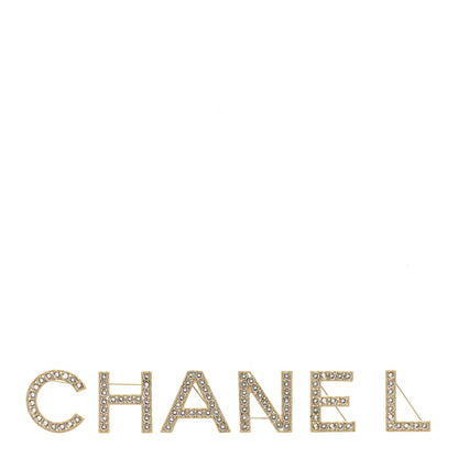 Chanel Crystal Cha-Nel Logo Brooch Set Gold 1 of 3